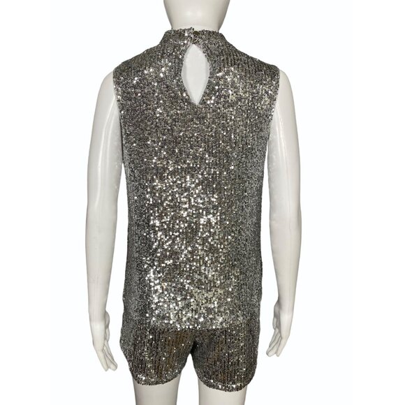 Cable & Gauge Womens Small Sequin Cowl Neck Tank & Shorts 2 Piece Set - Picture 8 of 16